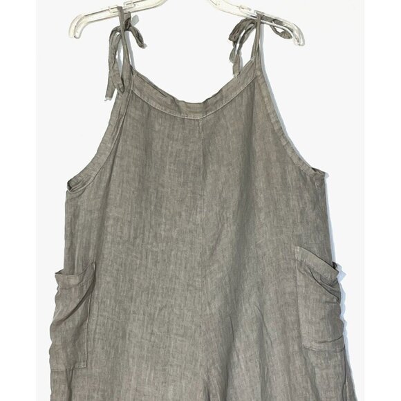 Meo Meli Natural 100% Linen Ties Pockets Boho Lagenlook Jumpsuit - Italy - Picture 4 of 8